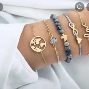 Lovely Bracelet 5 Pcs / Set Turtle Shaped Pattern Beaded Bracelet Mixed Map
